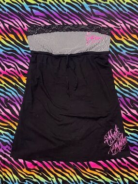 Y2k grunge goth rare 2000s Metal Mulisha Edgy Black Mini tube top Dress